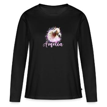 cheval, haflinger, graffiti, peinture, chevaux, amelia - T-shirt manches longues Premium bio Femme - noir - Devant - Julia (174cm)