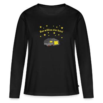one million star hotel faltcaravan - Frauen Premium Bio Langarmshirt - Schwarz - Vorne - Julia (174cm)