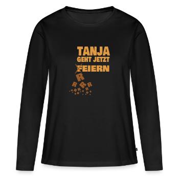 Kotzen tanja - Frauen Premium Bio Langarmshirt - Schwarz - Vorne - Julia (174cm)