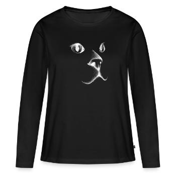 Katzengesicht - Frauen Premium Bio Langarmshirt - Schwarz - Vorne - Julia (174cm)