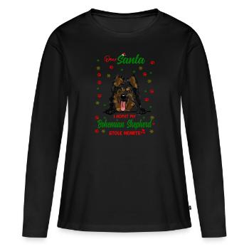 Böhmischer Schäferhund Hund Weihnachten Hunderasse - Frauen Premium Bio Langarmshirt - Schwarz - Vorne - Julia (174cm)