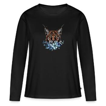 Luchs - Frauen Premium Bio Langarmshirt - Schwarz - Vorne - Julia (174cm)