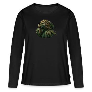 Restez calme Lion Cannabis Lion Chanvre - T-shirt manches longues Premium bio Femme - noir - Devant - Julia (174cm)