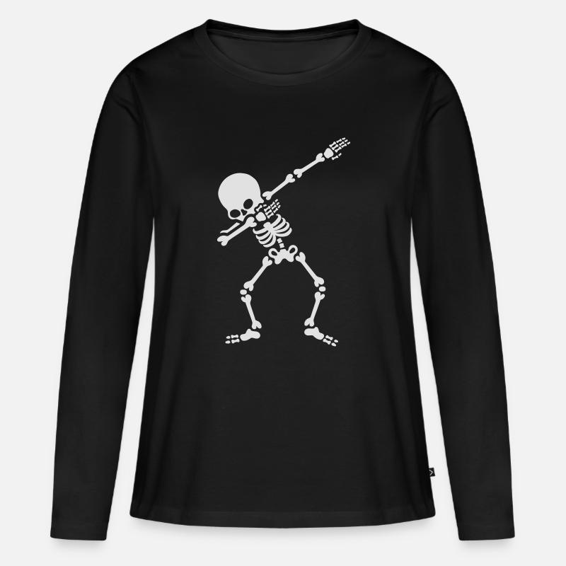Dabbing Skelett (Dab) - Frauen Premium Bio Langarmshirt - Schwarz
