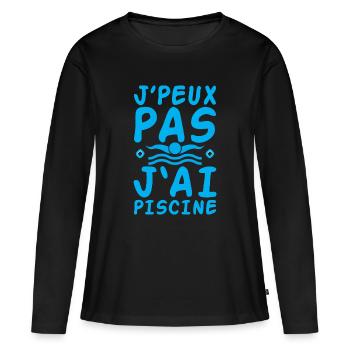Piscine - T-shirt manches longues Premium bio Femme - noir - Devant - Julia (174cm)