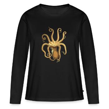 poulpe géant calmar, poulpe, calmar, poissons seiche - T-shirt manches longues Premium bio Femme - noir - Devant - Julia (174cm)