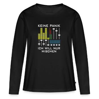 Keine Panik | Deejay, Mischpult - Frauen Premium Bio Langarmshirt - Schwarz - Vorne - Julia (174cm)