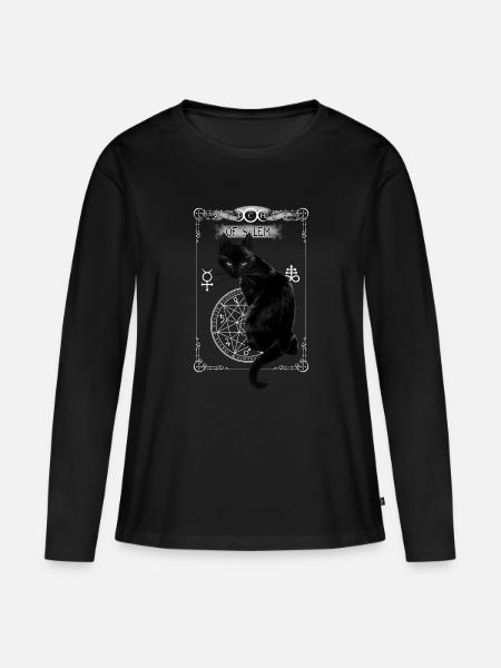 Alquimia Inglaterra Gato Negro Ouija Brett - Camiseta ecológica prémium de manga larga para mujer - negro