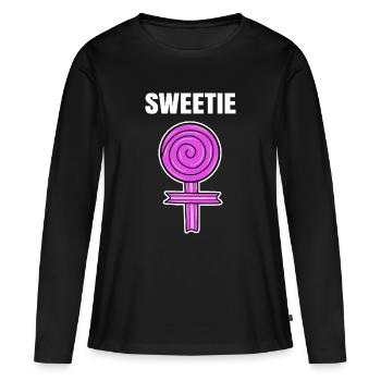 Bonbons Dire Dessert sucré Dent sucrée - T-shirt manches longues Premium bio Femme - noir - Devant - Julia (174cm)