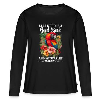 Motif Scarlet Macaw - T-shirt manches longues Premium bio Femme - noir - Devant - Julia (174cm)