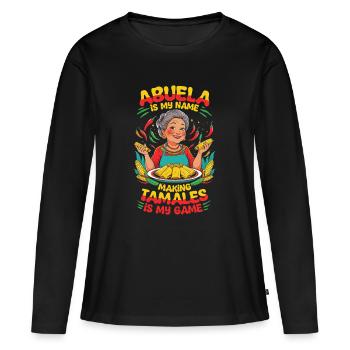 Tamale Tamales Abuela - Frauen Premium Bio Langarmshirt - Schwarz - Vorne - Julia (174cm)