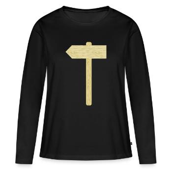 Illustration d'un panneau en bois rustique - T-shirt manches longues Premium bio Femme - noir - Devant - Julia (174cm)
