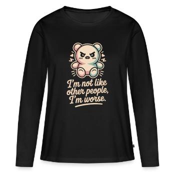 Je ne suis pas comme les autres, je suis pire Frech Gothic - T-shirt manches longues Premium bio Femme - noir - Devant - Julia (174cm)