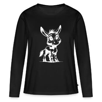 Petit Petit Âne Mignon Dessin au Crayon - T-shirt manches longues Premium bio Femme - noir - Devant - Julia (174cm)