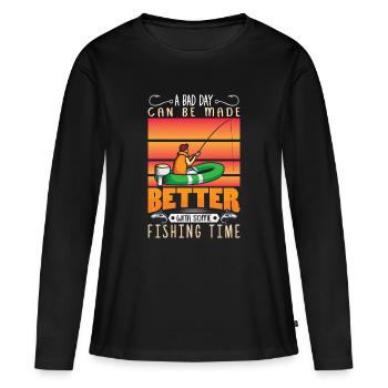 Pêcheurs Pêcheurs Pêcheurs Pêcheurs Pêcheurs Sportifs - T-shirt manches longues Premium bio Femme - noir - Devant - Julia (174cm)