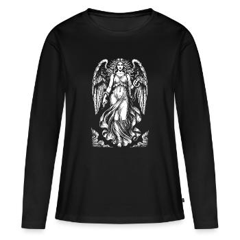 Lilith ange déchu aux robes flottantes et au serpent - T-shirt manches longues Premium bio Femme - noir - Devant - Julia (174cm)