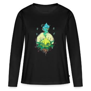 06. Âme du guérisseur - T-shirt manches longues Premium bio Femme - noir - Devant - Julia (174cm)