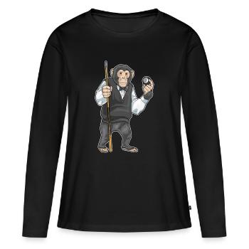 Monkey Billiard Cue Sport - T-shirt manches longues Premium bio Femme - noir - Devant - Julia (174cm)