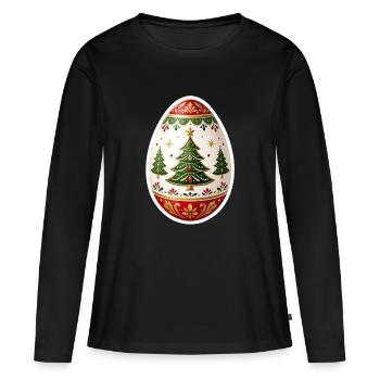 Weihnachts-Oster-Ei . 1 - Frauen Premium Bio Langarmshirt - Schwarz - Vorne - Julia (174cm)