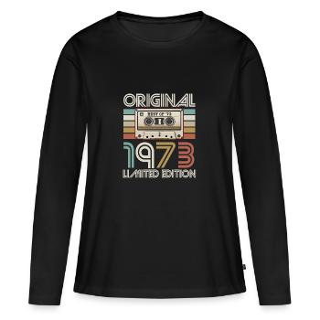 Original 1973 Limited Edition Cassette - T-shirt manches longues Premium bio Femme - noir - Devant - Julia (174cm)