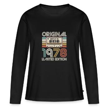 Original-Kassetten-Limited von 1978 - Frauen Premium Bio Langarmshirt - Schwarz - Vorne - Julia (174cm)