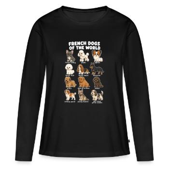 Tableau des races de chiens français, mignon. - T-shirt manches longues Premium bio Femme - noir - Devant - Julia (174cm)