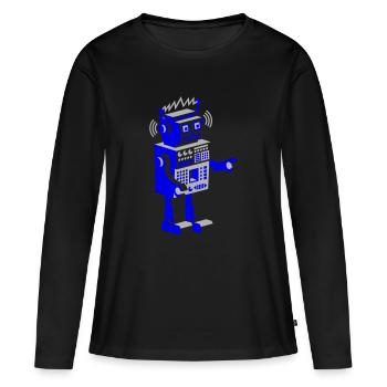 roboter retro robot - Frauen Premium Bio Langarmshirt - Schwarz - Vorne - Julia (174cm)