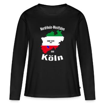 NRW Köln - Frauen Premium Bio Langarmshirt - Schwarz - Vorne - Julia (174cm)