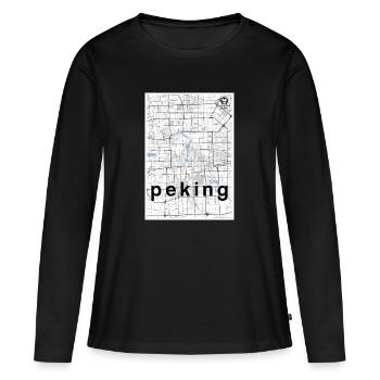 Pékin hipster carte de la ville noir blanc - T-shirt manches longues Premium bio Femme - noir - Devant - Julia (174cm)