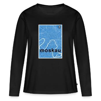 Moscou hipster carte de la ville bleu - T-shirt manches longues Premium bio Femme - noir - Devant - Julia (174cm)