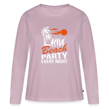 Soirée sur la plage - T-shirt manches longues Premium bio Femme - rose poudré - Devant - Julia (174cm)