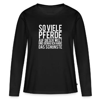 Horse awards gift - Women's Premium Organic Long Sleeve Shirt - black - Front - Julia (174cm)