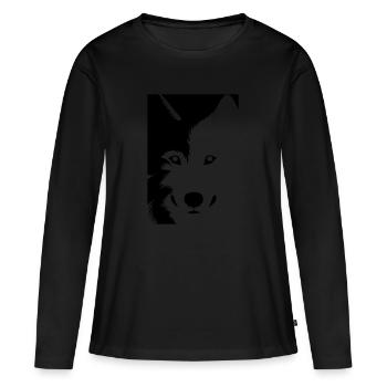 loup - T-shirt manches longues Premium bio Femme - noir - Devant - Julia (174cm)