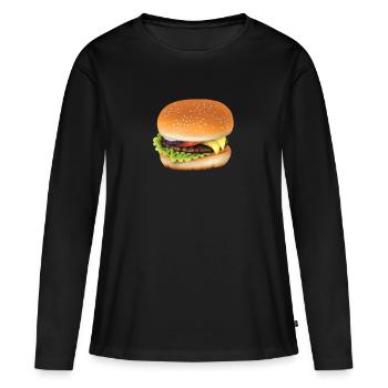 Hamburger - T-shirt manches longues Premium bio Femme - noir - Devant - Julia (174cm)