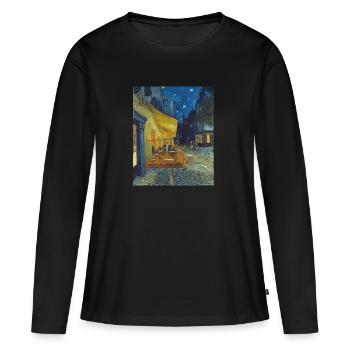 Cafe terrace in the evening in Arles - Van Gogh - Women's Premium Organic Long Sleeve Shirt - black - Front - Julia (174cm)