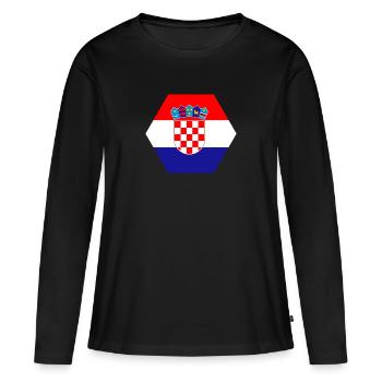Losange Croatie patrie amour cadeau rétro - T-shirt manches longues Premium bio Femme - noir - Devant - Julia (174cm)
