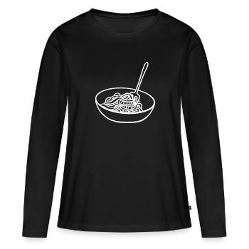 Spaghetti Bowl Noodles Fourchette Spaghetti Server - T-shirt manches longues Premium bio Femme - noir - Devant - Julia (174cm)
