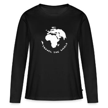 Reise - Frauen Premium Bio Langarmshirt - Schwarz - Vorne - Julia (174cm)