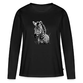Zebra Afrika Tier - Frauen Premium Bio Langarmshirt - Schwarz - Vorne - Julia (174cm)