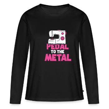 COUTURE: Pédale au Métal - T-shirt manches longues Premium bio Femme - noir - Devant - Julia (174cm)