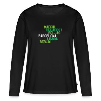 VILLES EUROPEENNES - T-shirt manches longues Premium bio Femme - noir - Devant - Julia (174cm)