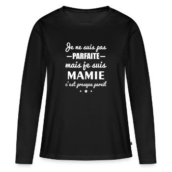 pas parfaite mamie - T-shirt manches longues Premium bio Femme - noir - Devant - Julia (174cm)