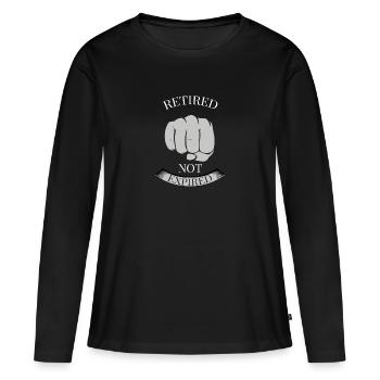RETRAITE SANS EXPIRE - POUR LES PENSIONNES COOL - T-shirt manches longues Premium bio Femme - noir - Devant - Julia (174cm)