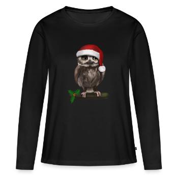 Noël Uhu Hibou - Bored - T-shirt manches longues Premium bio Femme - noir - Devant - Julia (174cm)