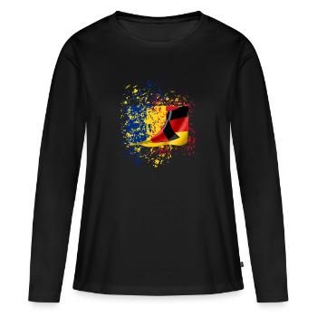 Freundschaft Rumänien Deutsch Flagge shirt flag - Frauen Premium Bio Langarmshirt - Schwarz - Vorne - Julia (174cm)