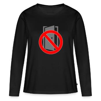 Tuer schliessen bitte | Tür schließen bitte - Frauen Premium Bio Langarmshirt - Schwarz - Vorne - Julia (174cm)