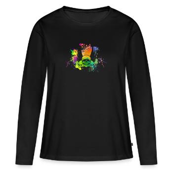 Crâne avec tache de couleur - T-shirt manches longues Premium bio Femme - noir - Devant - Julia (174cm)