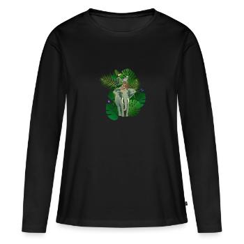 Animaux de la jungle Animaux de la jungle - T-shirt manches longues Premium bio Femme - noir - Devant - Julia (174cm)