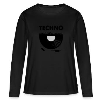 techno - T-shirt manches longues Premium bio Femme - noir - Devant - Julia (174cm)