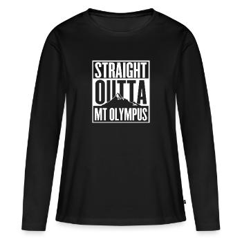 Geradeaus aus dem Olymp - Frauen Premium Bio Langarmshirt - Schwarz - Vorne - Julia (174cm)